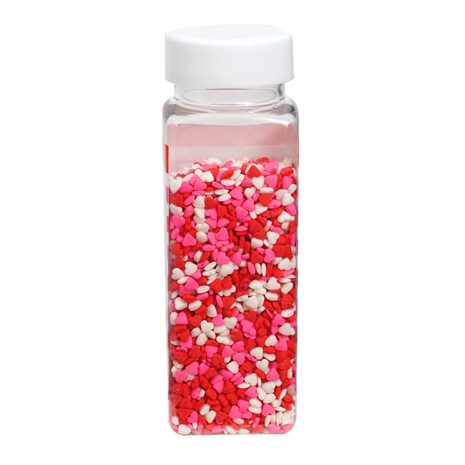 Mini Heart Sprinkle Mix 3.35 oz, Valentines Sprinkles For Cake Decorating, Baking, Ice Cream & More, The Hampton Candy Company