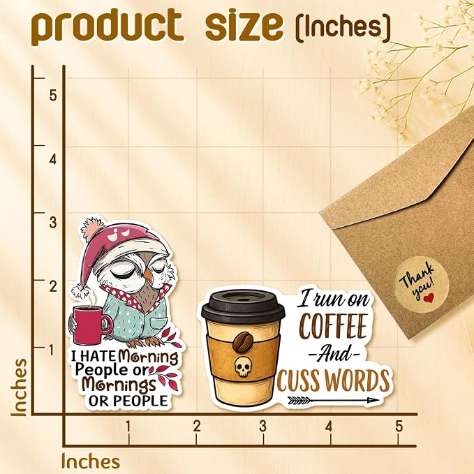 (4 Pcs) Coffee Stickers - Funny Coffee Stickers for Water Bottles, Cars, Laptop, Scrapbook - Coffee Sticker for Coffee Lovers, Espresso Lovers, Women, Men