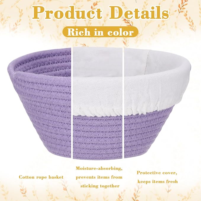 4 Pcs Round Banneton Bread Proofing Basket Set Cotton Rope Sourdough Bread Banneton Basket with Liners Covers for Baking Supplies(5 Inch)