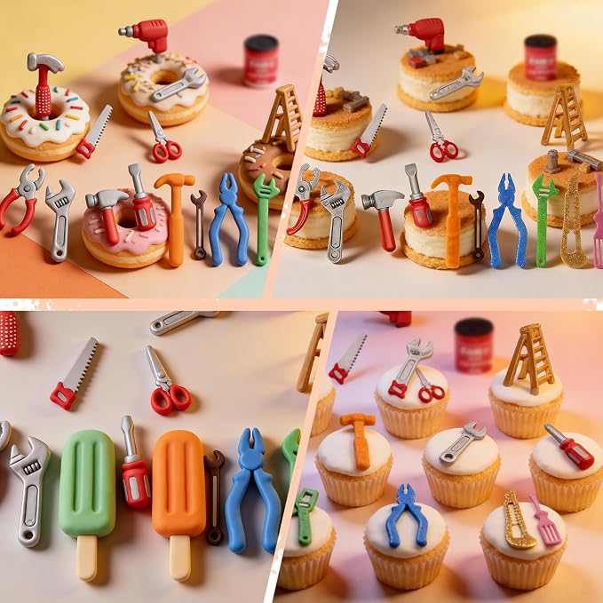 Hand Hardware Tools molds for chocolate, Fondant Molds, Mini Pliers Construction Tools Cake Decorating Silicone Molds (3 Pcs) for Cookies, Marzipan, Candy, Chewing Gum, Clay Resin, Soap