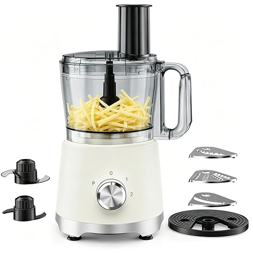 Simple Deluxe 10.5 Cup Food Processor, Multi-Functional Vegetable Choppers Food Grinder with Slicing Shredding Chopping Kneading, Suitable for Smoothie Fruit Dough, 2.6QT, Classic White