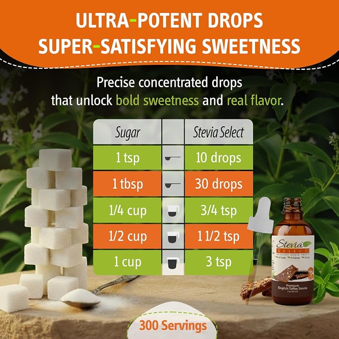 Stevia Select Stevia Drops-English Toffee Stevia Flavor 2 oz Stevia Liquid