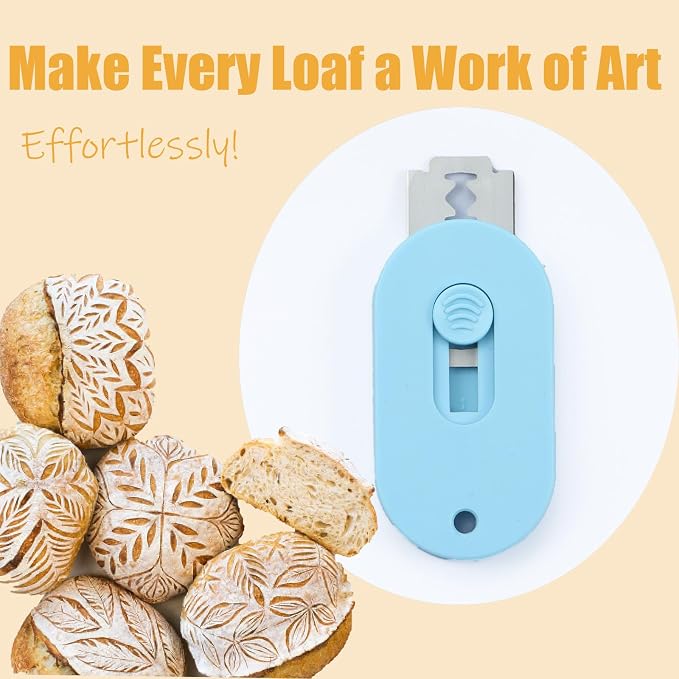 Bread Lame, Professional Stainless Steel Dough Scoring Tool with Ultra Sharp Blades, Perfect Bread Scoring, Bakery Artistry, and Sourdough Bread Making-Includes 5 Extra Blades(Blue)