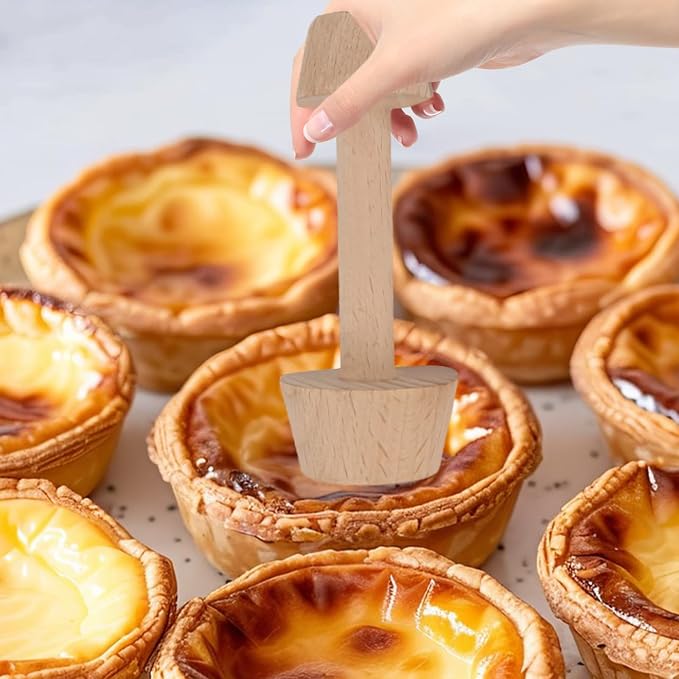 Wooden Tart Tamper,Pie Pastry Dough Tamper,Tart Pan Mold Cake Pastry Baking Tool for Tart, Cheesecakes, Pasta,Baking (small double head)