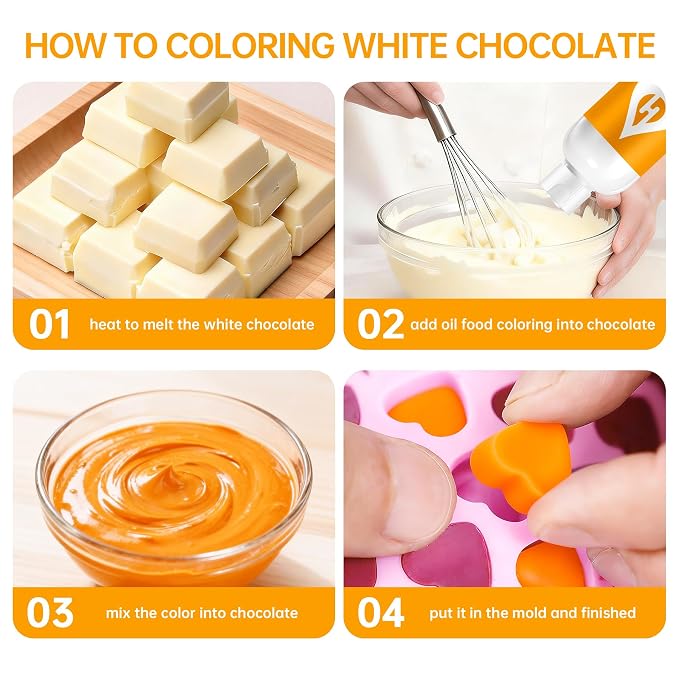 Orange Oil Based Food Coloring for Chocolate – Herbeklab 100ml Professional Concentrated Oil Food Dye for Candy Melts, Chocolate, Cake Pops, Strawberries & Baking