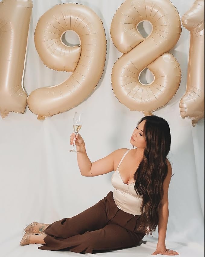 Light Brown 7 Balloon, Tan Number Balloons 40 Inch, 7th Beige Birthday Decorations for Kids Girls Boys, Sandy Brown Party Decoration for Women Men, Khaki Number 7 Balloon