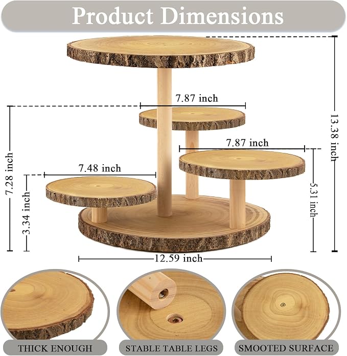 Rustic 4-Tier Wooden Cupcake Stand for 50 Cupcakes - Elegant Dessert Display for Parties, Weddings, Birthdays & More