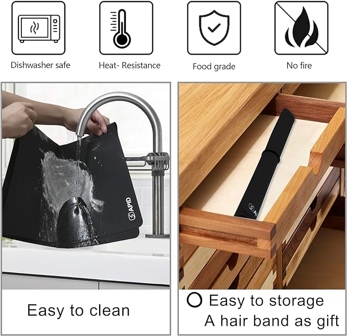 Sapid Extra Large Silicone Sheet for Crafts, Thick Silicone Jewelry Casting Mats, Nonstick Nonslip Silicon Mat for Epoxy Resin, Art Painting, Heat- Resistance Counter Mat (20"×27.9", Black)