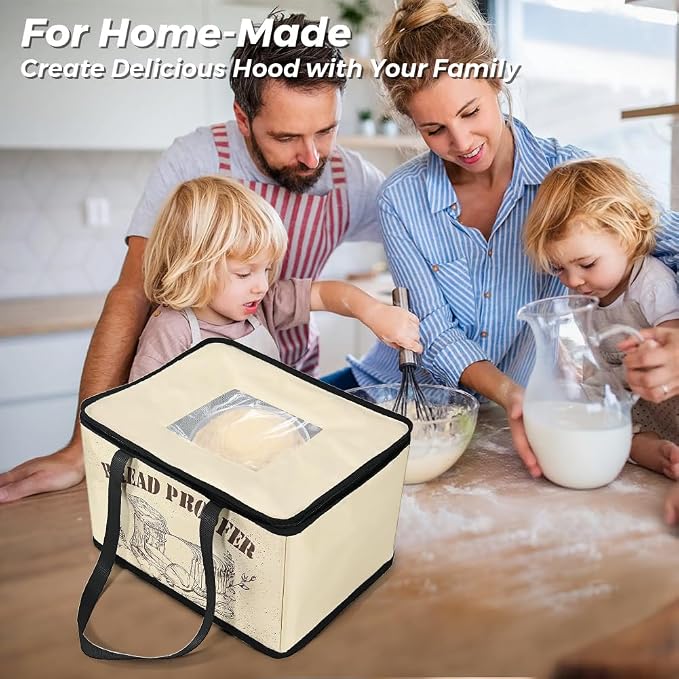 Bread Proofer with Heater, Electric Dough Proofing Box Timer | Temperature Control 0–130℉, Sourdough Pizza Yogurt Cheese Fermentation, Foldable Kitchen Countertop Bread Proofing Box Use
