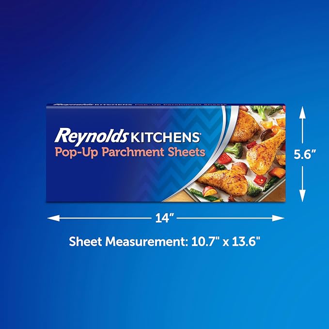 Reynolds Kitchens Pop-Up Parchment Paper Sheets, 10.7x13.75 Inch, 120 Sheets (Pack of 2)