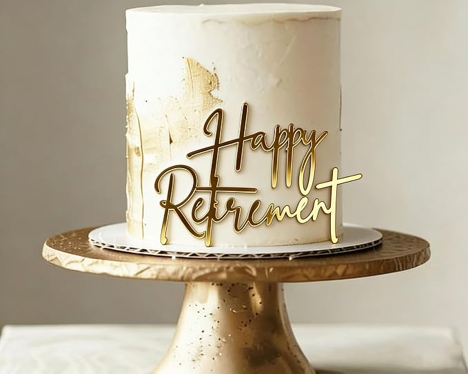 Happy Retirement Cake Topper,Gold acrylic Cake Decoration,No Work Zone For Men Women Retirement Party Supplies Photo Booth Props