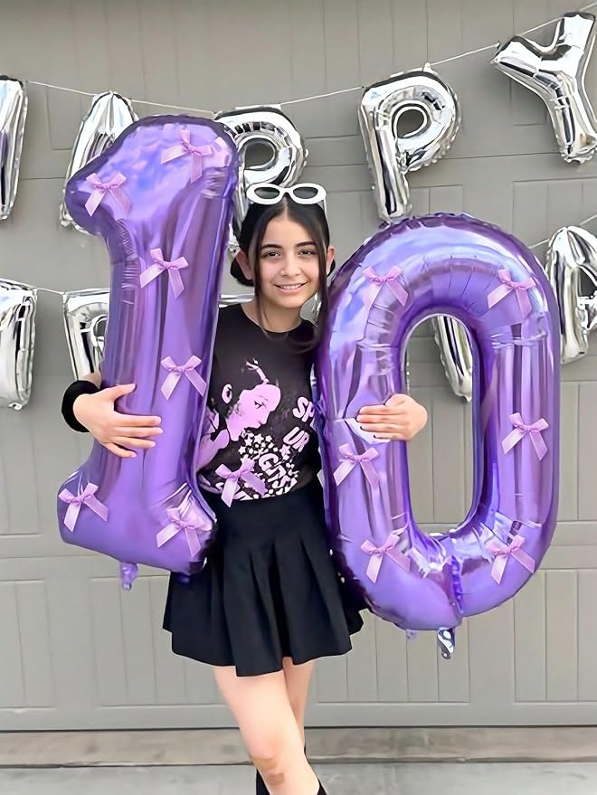 40 Inch Balloon 30 Numbers, Happy 30th Birthday Decoration for Her Him, Purple Foil Number Balloons for Celebration Engagement Memorial Day's Big Event Supplies