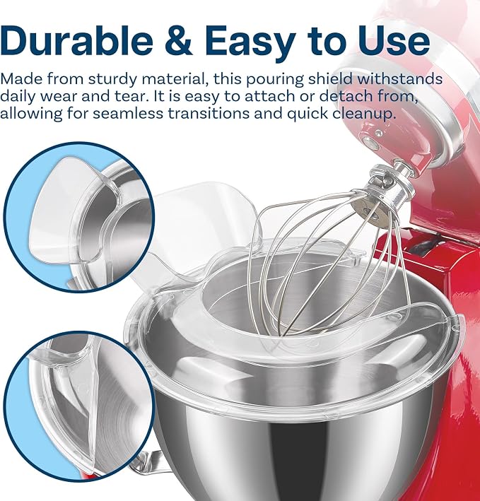 Mixer Attachments for KitchenAid 4.5–5 Quart Tilt-Head Stand Mixers – Compatible with Artisan & Classic – Beaters, Whisks, Dough Hooks & Attachment Sets by MMOBIEL (Pouring Shield, Eco-friendly PE)