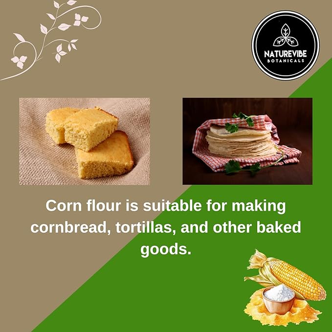 Naturevibe Botanicals Corn Flour 5 lb | Fine Ground Corn Flour | Gluten-Free, Non-GMO | Smooth Texture | Ideal for Baking, Breading, Thickening, Tortillas & Everyday Cooking