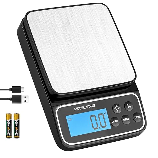 SEMIER Food Scale, Digital Kitchen Scale, 5kg/11lb Baking Scale for Precise Weight Measuring and Portion Control with% Percentage Function, USB Rechargeable, Stainless Steel Pan