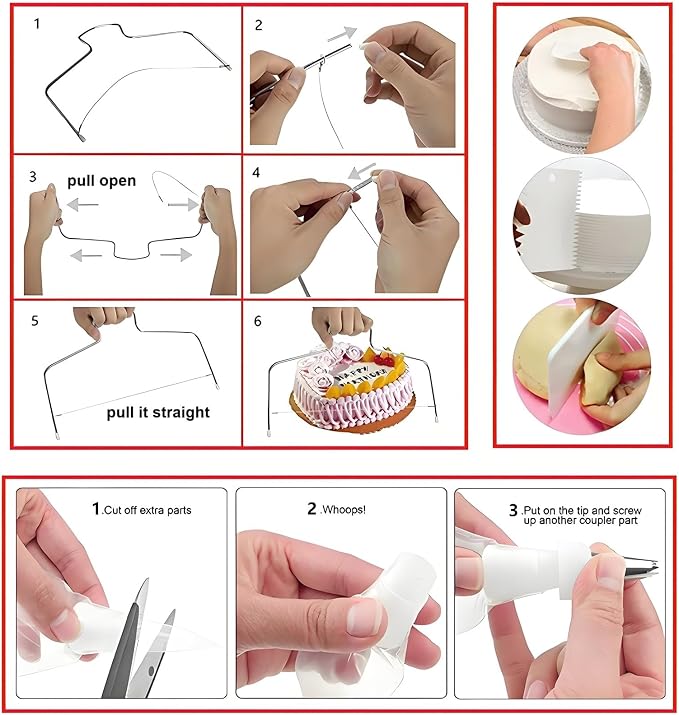 ANSLYQA Cake Decorating Kit, 393 Pcs Baking Tools | Aluminium Cake Turntable, Leveler, 55 Numbered Icing+Skirt Tips, 2 Spatulas, 100 Pastry Bags, 150 Cupcake Liners & More