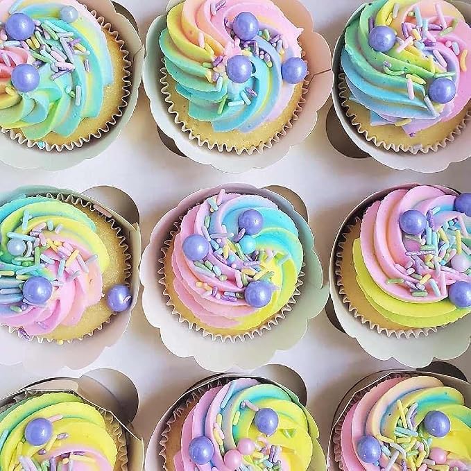 Easter Sprinkles for Cake, Cookie, Cupcake Decorating, and Baking - Fancy Edible Cake Sprinkles and Toppings in Pastel Pink, Purple, Blue, Green, Yellow, Silver Jimmies with Sugar Pearl Sprinkles