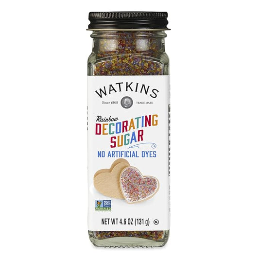 Watkins Rainbow Decorating Sugar (No Artificial Dyes), Non-GMO, Kosher, 4.6 Ounce, 1-Pack