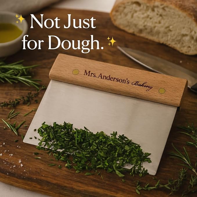 Mrs. Anderson's Baking Pastry Dough Scraper, 6 Inch, Stainless Steel And Wood, Professional Quality, For Portioning Dough And Scraping Work Surfaces