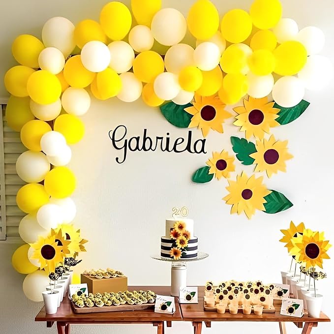 Voircoloria 110pcs Yellow Balloons 12inch Yellow Latex Party Balloons for Graduation, Wedding, Birthday, Gender Reveal, Baby Shower, Anniversary, Sunflower and Honeybee Theme Party Decorations