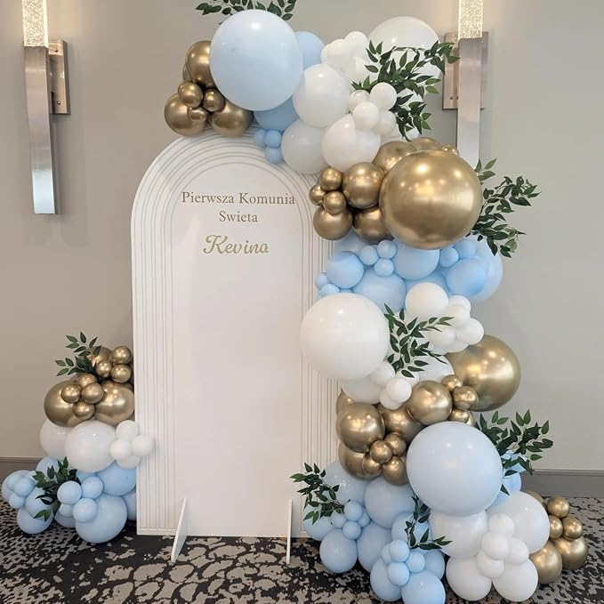 First Communion Blue Balloons Arch Kit 160Pcs, Baptism God Bless Balloon Garland Arch Mi Bautizo Christian Decor Cross Balloon for First Holy Communion Baptism Baby Shower Birthday Supplies