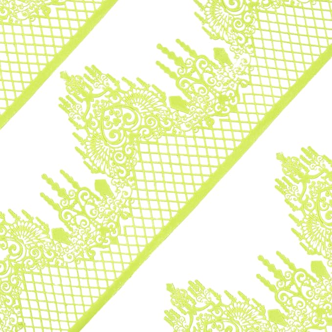 Large Pre-Made Ready to Use Edible Cake Lace Lattice Diamond Scallop Green 12-inch 10-Piece Set