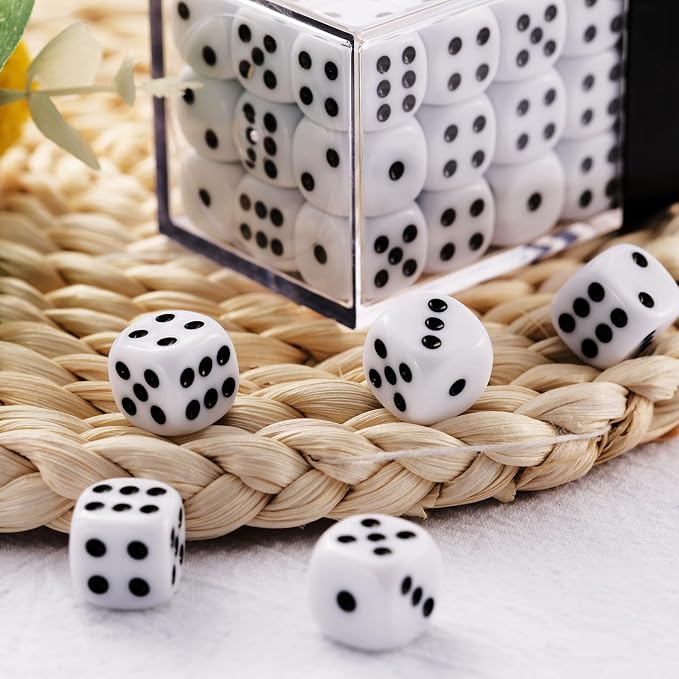 36 of Pack 12MM 6 Sided MINI Dice Set,Solid White Game Dice Set, 6 Sided Standard Colored Dices for Tenzi, Bunco or Teaching Math,with Portable Plastic Box(White)