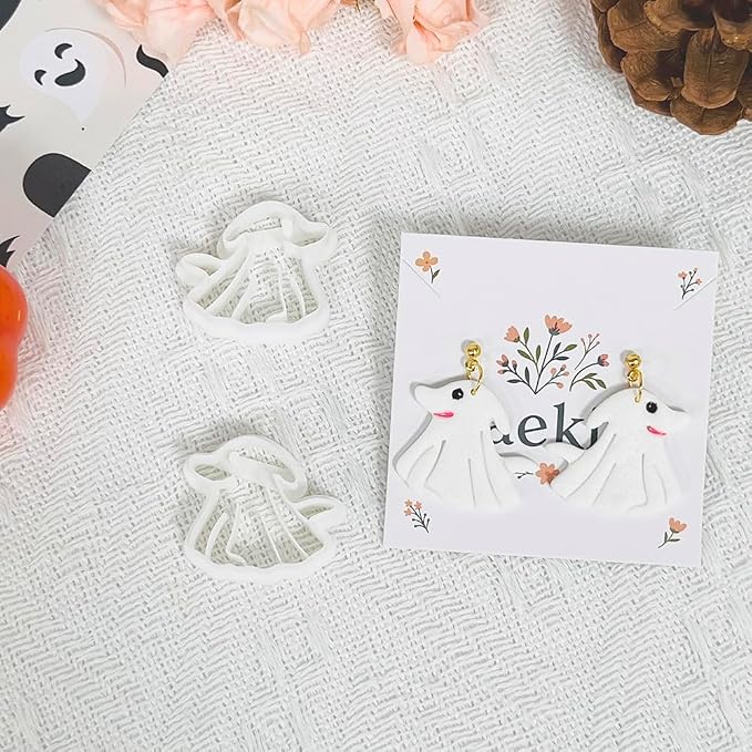 Xaekicr Halloween Ghost Dog Polymer Clay Cutters – Cute Clay Earring Cutters for DIY Jewelry Making, Polymer Clay Molds and Craft Tools, Set of 2