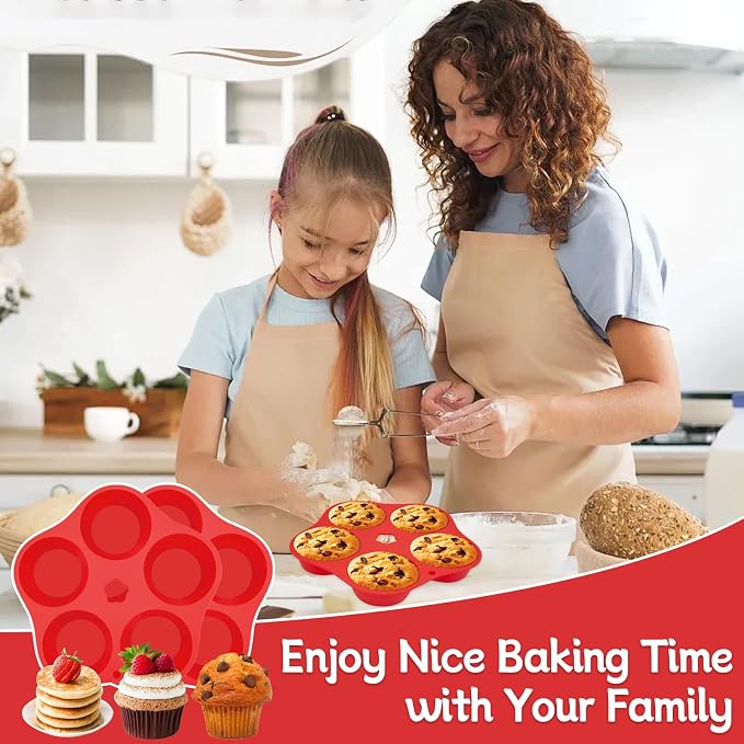 2pcs Air Fryer Muffin Pan Round Egg Bite Silicone Mold for Oven Bakin,1pcs Muffin Tins Cups Cake Tray for Air Fryer Liners Basket Instant Pot Accessories Baking Muffin Pancake
