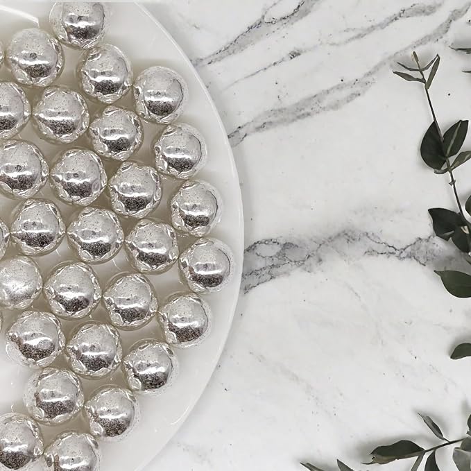 14mm Edible Silver Pearl Sugar Sprinkles Candy Mini Pearls Cake Decorations Cupcake Toppers Cookie Decorating Perfect for Wedding Party Valentine Halloween Christmas Supplies 3OZ