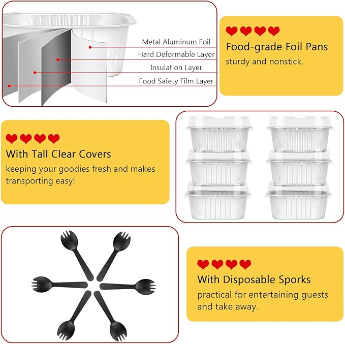 LNYZQUS Mini Cake Pans with Lids and Spoons,10oz Disposable Small Foil Baking Tins,40 Pack Individual Cake Containers for Home Bakers Bake Sales-White,4x4 Square