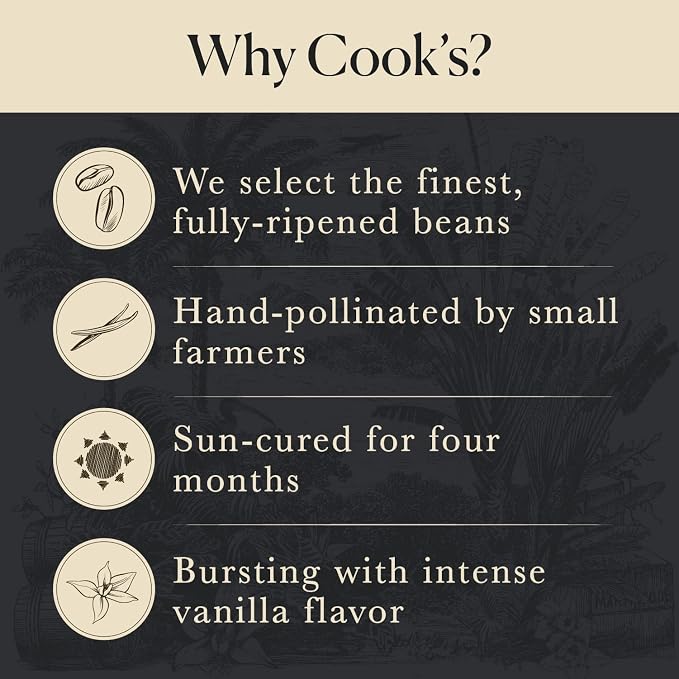 50 Organic Madagascar Whole Vanilla Beans, Grade A Vanilla Pods, Premium Vanilla Beans for Making Extract & Baking - Cook’s