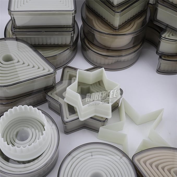 Multi-Shape Nylon Cookie Molds Round Square Star Plastic Geometry Biscuit Cutter Dough Mousse Bread Slicer DIY Bakery Utensils (Fluted Moon)