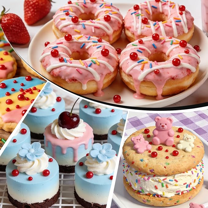 Red Pearl Sprinkles, Patriotic Edible Red Sugar Candy Pearls for Cake Decorating, Cupcake Toppers,Ice Cream, Donuts, Macaron, Wedding Holiday Birthday & 4th of July Party Supplies, 180g/6.35oz Mix Size