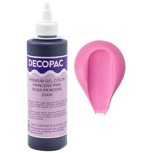 DecoPac Premium Gel Food Coloring | Princess Pink Food Coloring For Baking | 8oz | Color Buttercream, Fondant, Frosting & Piping Gel, Food Safe, Highly Concentrated Gel, 8 oz - Princess Pink