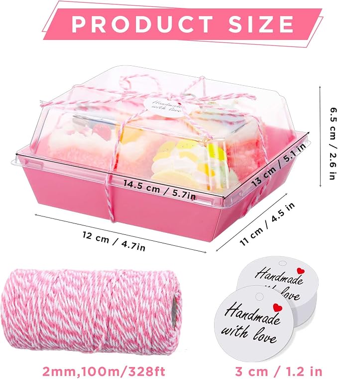Outus 100 Pack Charcuterie Boxes with Clear Lids, Paper Dessert Boxes to Go with Gift Tags Rope Disposable Party Favor Treat Food Containers for Cookies, Donuts, Muffins, Salad, and Pastry