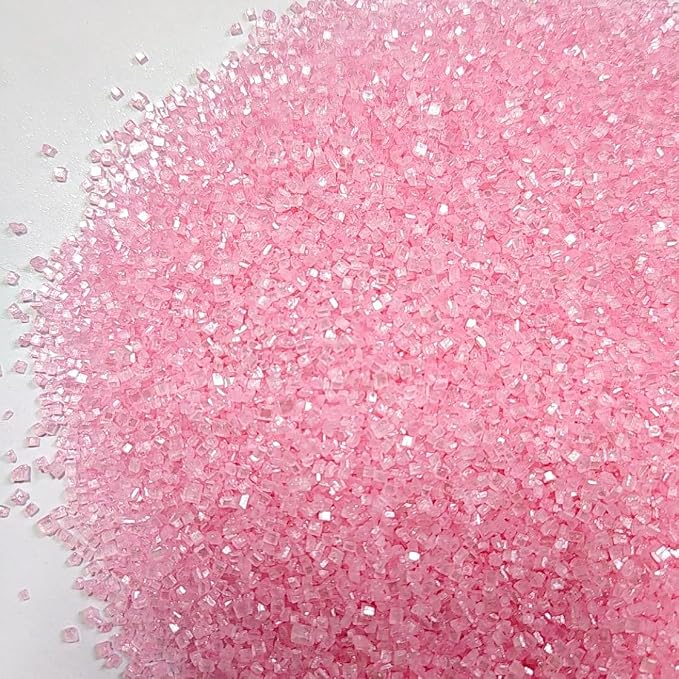 HeDeon&Rles Edible Pink Sanding Sugar Crystals for Baking 120g/4.23oz Sparkling Sugar Crystals Cake Cupcake Pancake Ice Cream Top Valentines Birthday Wedding Easter Halloween ChristmasCake Decoration