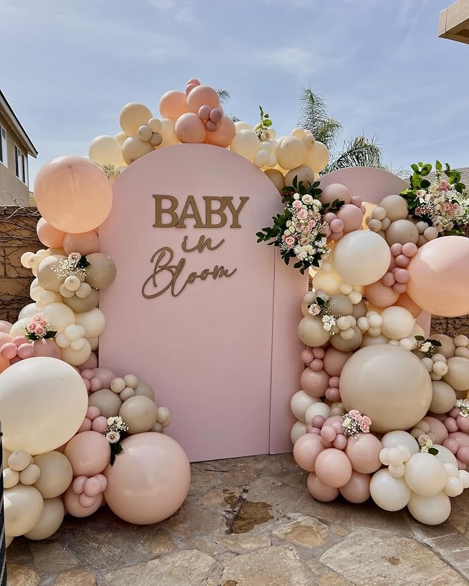 Pink Baby in Bloom Balloon Arch Kit 144pcs Dusty Pink Baby Girl Baby Shower Mom to be Boho Floral Wildflower Party Decoration