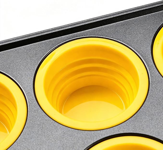 Cupcake Pan - Non Stick Silicone Donut Mold, Baking Tray Set, Reusable Muffin Mold, Oven And Air Fryer Pan With Durablee Construction | Cupcake Pans For Breakfast Dessert Cooking Treat Bread Egg Choco