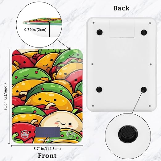Food Scale Kitchen Scale for Baking Cooking Digital Food Weighing Measuring Scale Small Waterproof Electric Food Scale Cute Cartoon Mexican Tacos