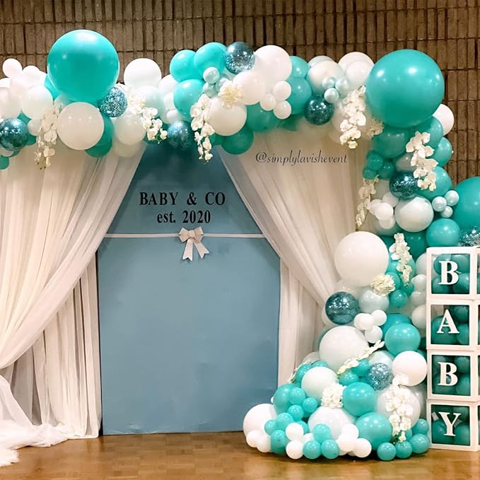 Voircoloria 130pcs Teal Balloons Different Sizes 18" 12" 10" 5" Turquoise Blue Balloons for Boys Girls Baby Shower Wedding Anniversary Graduation Engagements Birthday Party Decorations