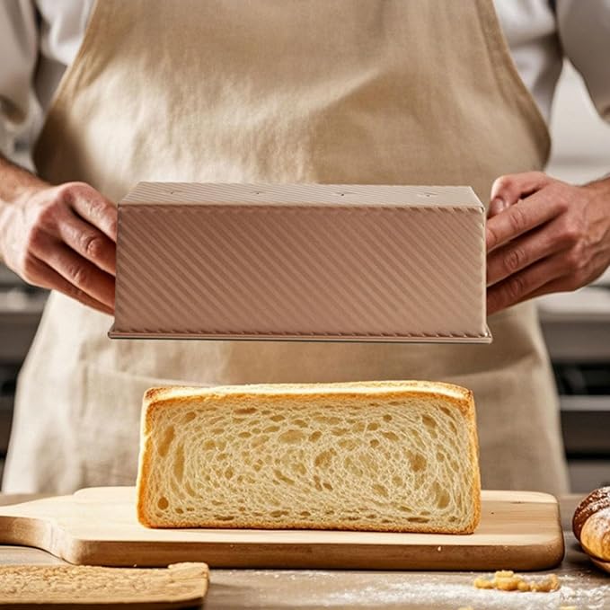 AXIM Pullman Loaf Pans with Lids – 2.2 LB & 1 LB Dough Capacity,Carbon Steel Bread Tins,Loaf Tin for Baking Homemade Sandwich and Sourdough Bread