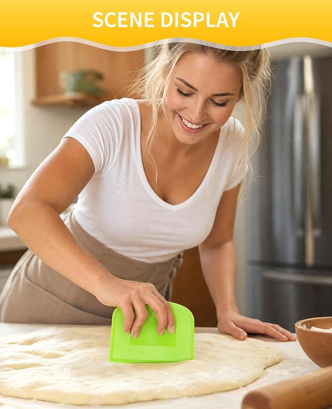 16 PCS Bowl Scrapers for Bread Dough, Plastic Flexible Bench Food Scraper Tool