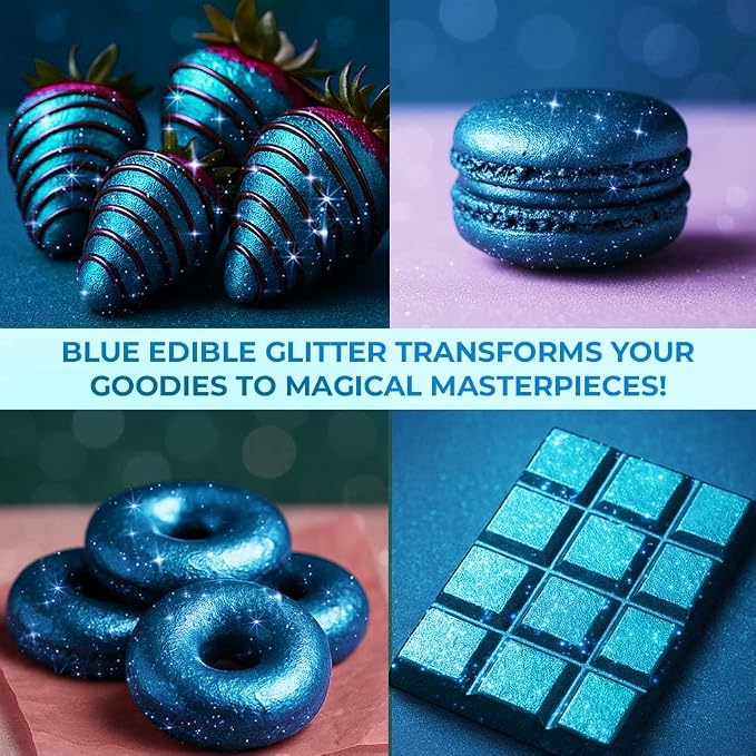 Bulk (20g) Navy Blue Edible Glitter for Drinks Edible Glitter for Cakes, Drink Glitters, Shimmering Navy Blue Glitters Cake Decorations Shimmer for Strawberries, Cocktail Drinks