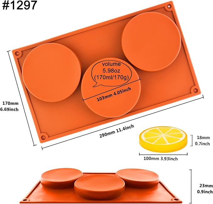 Funshowcase Large Round Disc Candy Silicone Mold 3-Cavity