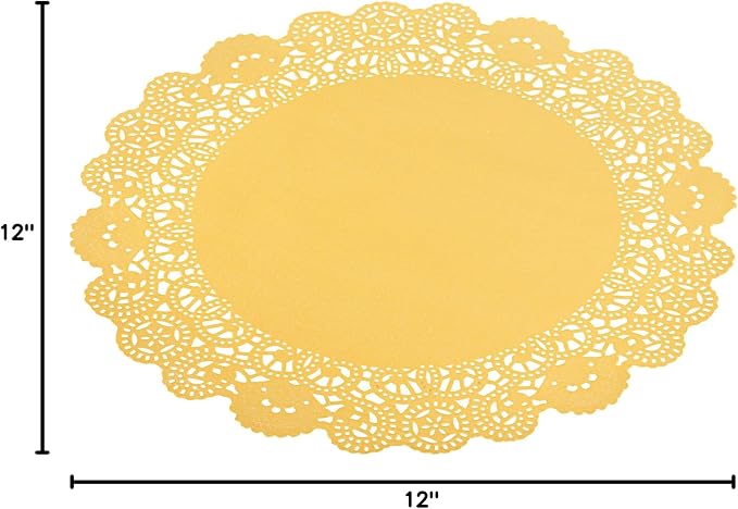 Restaurantware-Pastry Tek 12 x 12 Inch Paper Lace Doilies, 4000 Disposable Table Doilies - Elegant Lace Finish, Long Lasting, Orange Paper Placemat, for Pastries, Cupcakes, Desserts