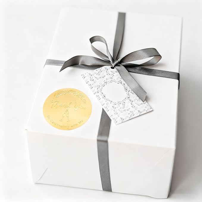 120 PCS Thank You for Celebrating with Me Stickers – 2 Inch Metallic Foil Favor Labels for Weddings, Birthdays, Graduation Parties, Gift Bags