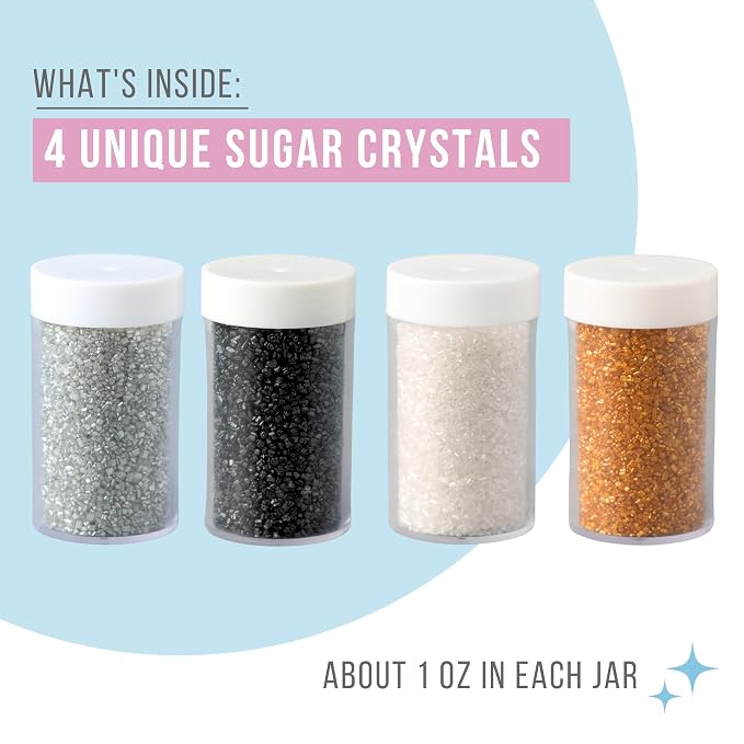 Sweets Indeed Sprinkles, 4 Pack, Edible Sprinkle Mix, Perfect for Cake Decorations, Baking, Ice Cream, Cookies, Cupcake Topper (Metallic Sugar)