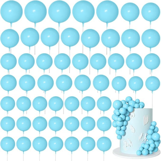 75 Pieces Light Blue Cake Balls Topper Decorations Foam Cupcake Topper Mini Balloon Cake Topper Picks for Deco Birthday Party Wedding