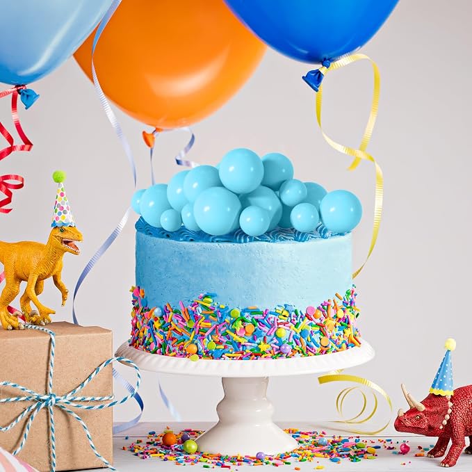 75 Pieces Light Blue Cake Balls Topper Decorations Foam Cupcake Topper Mini Balloon Cake Topper Picks for Deco Birthday Party Wedding
